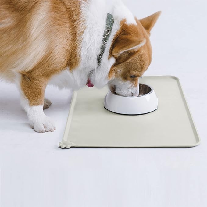 AUDWUD Silicone Waterproof Dog Cat Pet Feeding Mats,Anti-Slip Pet Bowl Mats,Pet Feeding Mat