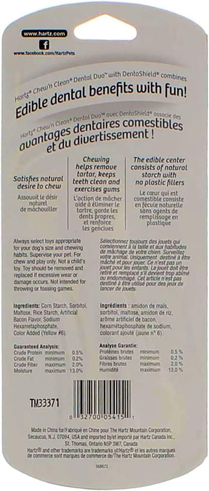 Hartz Chew N' Clean Dental Duo Dog Chew Toy Bacon Flavor, Medium