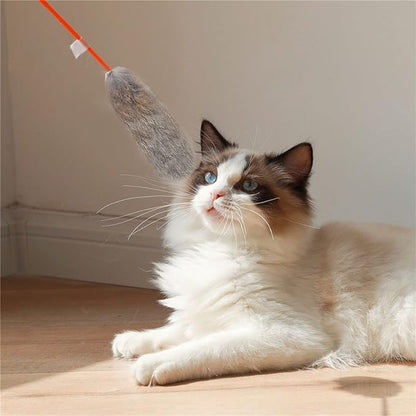 plplaaoo Plush Cat Teaser Wand, Bite Resistant Hand Crafted, Soft Flexible Plush Cat Toys, for Training, with Faux Rabbit Fur, for Cat Lovers Friends Family Co Workers (Grey)