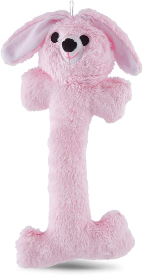Jeffers Pet Plush Bone Dog Toy with Squeakers, Pink Bunny, 14" H - Durable & Interactive Chew & Fetch Toy for Puppies, Soft Stuffed Pet Toy for Tug, Games, Indoor & Outdoor Fun
