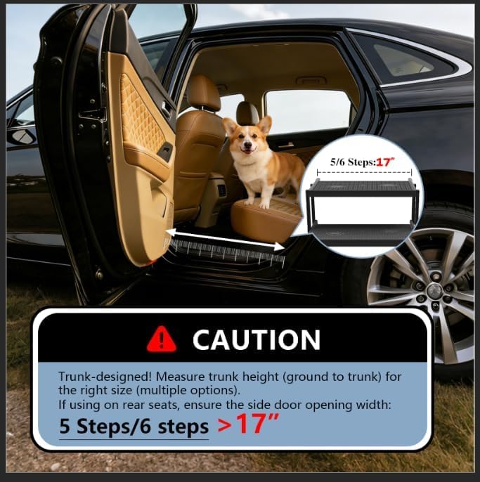 Dog Steps for Car & SUV – 5-Step Foldable Pet Stairs for Large Dogs, Non-Slip Heavy-Duty Plastic Dog Stairs, Lightweight & Portable Vehicle Access, Great Alternative to Pet Ramp for Truck - Image 6