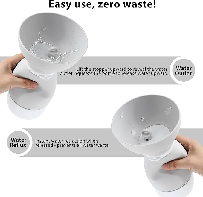 Portable Pet Water Bottle - 20 oz with 8.8 oz Food Container ,Silicone Leakproof Travel Bottle for Dogs Cats, Detachable Feeding Dish for Walking Hiking Travel Grey