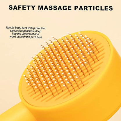 Cat Brush, Gentle Self Cleaning Pet Brush with Release Button for Cats and Dogs, Easy to Remove Loose Hair Daily Grooming Tool During Shedding Season