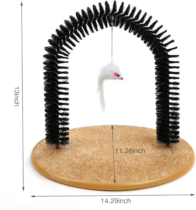 Cat Self Groomer Brushes for Indoor Cats, Cat Face Scratcher Brush Arch Scratching Board Scratch Pad Massager for Shedding, Head Hair Grooming Posts for Rubbing Deshedding w/Cute Kitten Toy