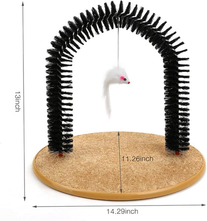 Cat Self Groomer Brushes for Indoor Cats, Cat Face Scratcher Brush Arch Scratching Board Scratch Pad Massager for Shedding, Head Hair Grooming Posts for Rubbing Deshedding w/Cute Kitten Toy
