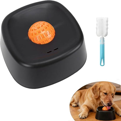 Lick and Roll Slow Feeder Bowl for Dogs, Food-Grade Rubber, Interactive Treat Feeding, Anti-Slip, Built-in Ball Roller, for Small, Medium and Large Breeds (Black)