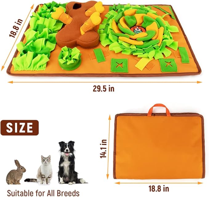 Awoof Snuffle Mat - Dog Enrichment Feeding Mat for Smell Training & Slow Eating, Interactive Dog Toy & Feed Game for Sniffing & Mental Stimulation