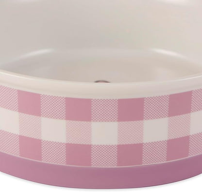 Bone Dry Ceramic Food Bowls, Non-Slip & Dishwasher Safe, Large Set, 7.5x2.4 Pansy Check