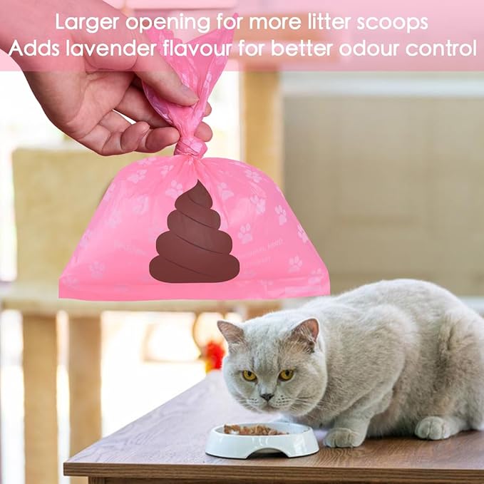 Poop Bags Rolls 256 Count - 9x13 Inches Pink Thickened Leakproof Lavender scent Poo Bags for Dogs, Eco-Friendly Pet Waste Bags for Walking, Home, Travel