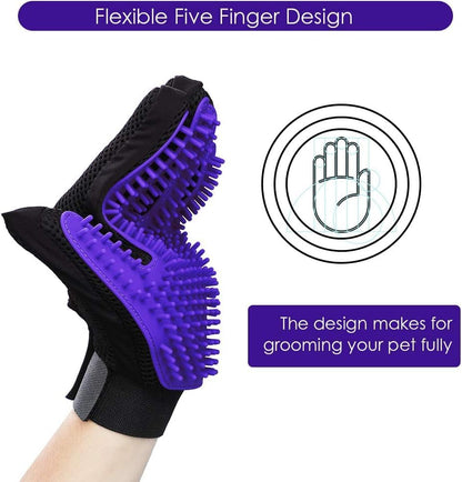 Pet Hair Removal Glove with 255 Silicone Tips for Dogs & Cats, Right Purple - Image 5