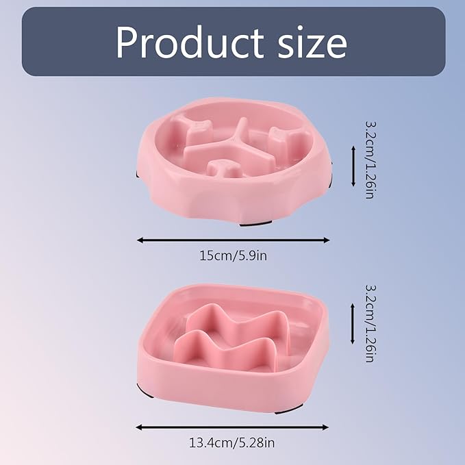 2 Pack Slow Feeder Bowls - Small Breed, Pink Silicone, Slow Down Eating Speed for Medium Small Breed Dogs & Cats
