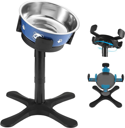 Dog Bowls,Elevated Adjustable Dog Bowl Stand with 3 Heights & Tilted Feeding Design, Raised Stand Compatible with Medium & Large Breeds(with Bowl) Black