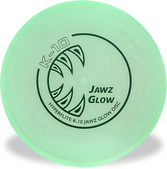 Hyperflite K-10 Jawz Glow Dog Flying Disc – Glow in the Dark – Toughest Puncture-Resistant Disc – Ultra-Long Flights – Competition Approved – 8.75” / 150g