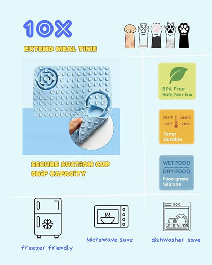 Silicone Lick Mat & Slow Feeder Bowl for Dogs and Cats – Suction Cup Snuffle Mat for Dogs and Cats – Slow Eating, Smell Training, Collapsible Portable Pet Bowl (Blue)