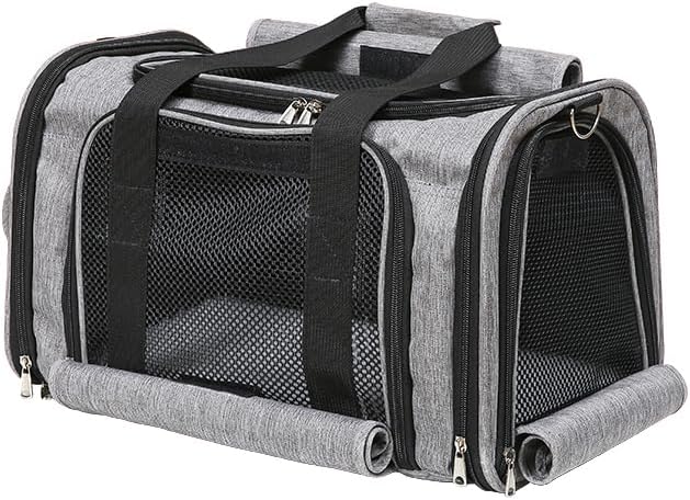 Pet Carrier Bag for Small Medium Cats Dogs Puppies up to 26 Lbs,Steel Frame Dog Carrier,pricacy-Oriented cat Carrier,Collapsible pet Carrier for Easy Storage (Grey, Small: 16.1"X10.6"X10.2") by Beidingsen