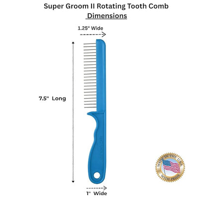 Super-Groom Combs with Smooth Rotating Teeth for Painless Mat Removal (Turquoise, 22 Coarse Teeth)