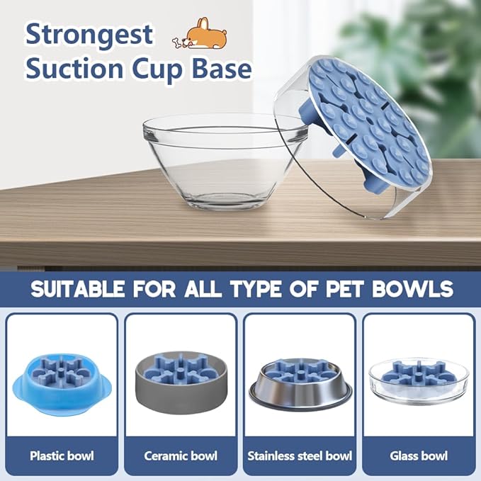 Soft Silicone Anti-Choking Puzzle Feeder Insert - Compatible with Regular Elevated Dog Bowls, Anti-Slip Slow Down Eating Insert