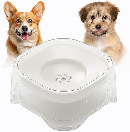 Splash-Proof Cat & Dog Water Bowl 2L Anti-Spill Design Reduces Refill Frequency Splash-Resistant Bowl Keeps Surroundings Clean Slow-Drink Bowl Designed for Pets Who Splash Water (White)
