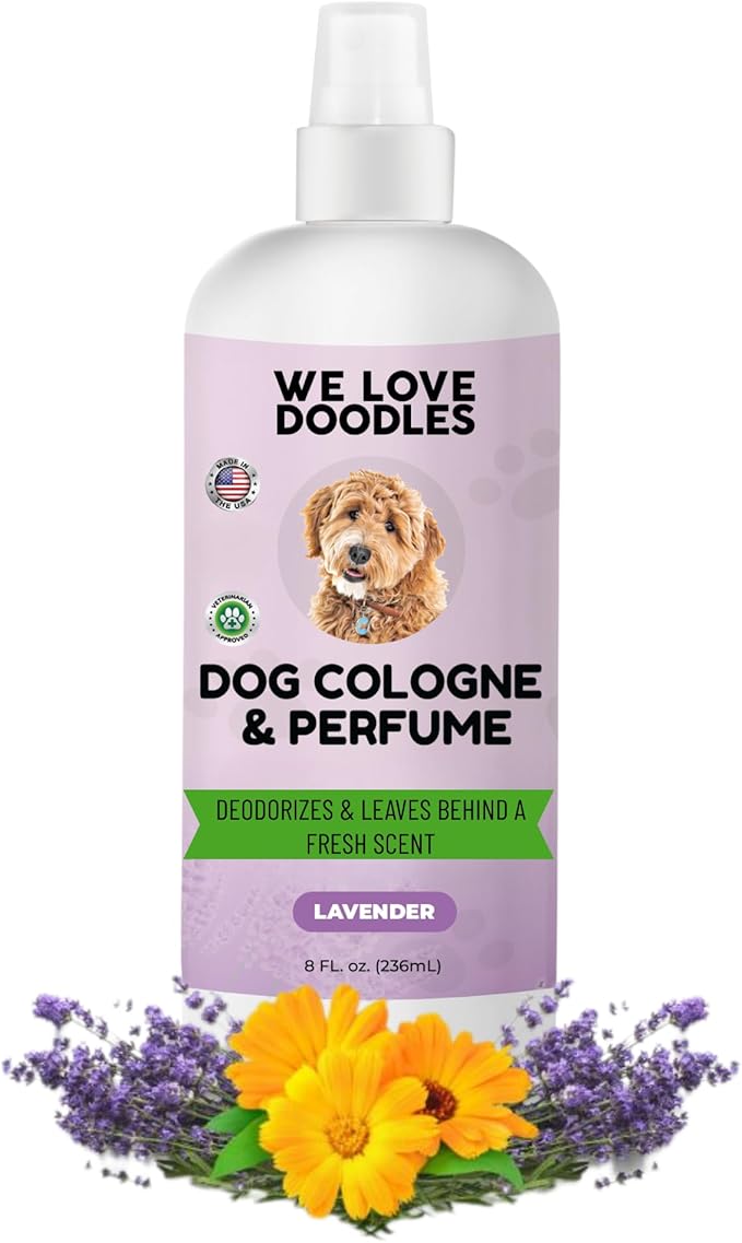 We Love Doodles Dog Cologne & Perfume, Deodorizing, Safe Ingredients, Manufactured in USA, Long Lasting After Bath, Deodorant for Smelly Dogs, Pawfume for Pets, Odor Eliminator Spray, Lavender, 8 OZ