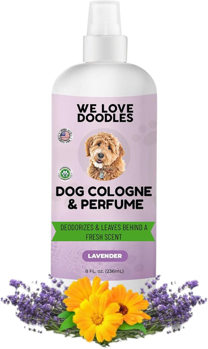 We Love Doodles Dog Cologne & Perfume, Deodorizing, Safe Ingredients, Manufactured in USA, Long Lasting After Bath, Deodorant for Smelly Dogs, Pawfume for Pets, Odor Eliminator Spray, Lavender, 8 OZ
