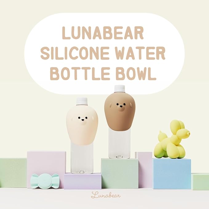 Portable Dog Water Bottle Bowl, for Travel, for Outdoor Activities, BPA Free Silicone Body, Easy to Clean, Dishwasher Safe, Carabiner Included (Brown)