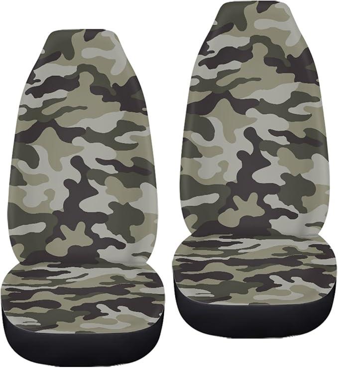 Green Camo Print Car Seat Cover Front Seats for Men,Universal Fit for Most Cars,SUVs,Sedan,Truck or Van,Easy to Install