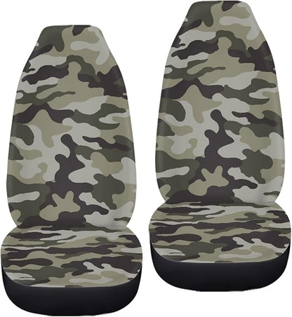 Green Camo Print Car Seat Cover Front Seats for Men,Universal Fit for Most Cars,SUVs,Sedan,Truck or Van,Easy to Install
