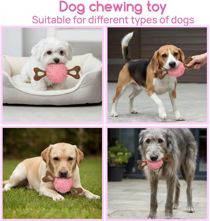 Dog Toys,Hybrid Dog Chew Toy for Aggressive Chewers, 2-in-1 Durable Wood-Plastic Bone & TPR Spike Ball, Natural Wood Scent, Integrated Safe Design for 20-100 lbs Medium Large Breeds