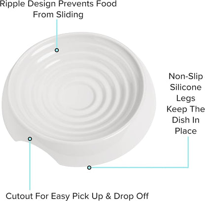 CatGuru Cat Bowls, Whisker Friendly Food Bowl for Indoor Cats, Reliefs Whisker Fatigue, Wide Kitten Dish, Non Slip Pet Dishes, Shallow Pet Plates (Marshmallow, (Pack of 2))