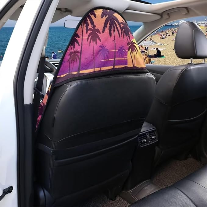 Coldinair Palm Tree Sunset Towel Seat Covers for Cars,SUVs,Trucks,Waterproof Sweating Car Front Seats Protector Cover for Workout,Gym,Beach,Universal Auto Interior Accessories for Women Men