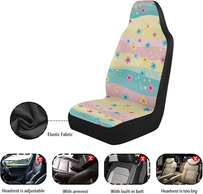 Dreaweet Hippie Flowers Seat Covers for Cars SUV Cute Car Accessories for Women Interior 2 Piece Washable Universal Seat Covers for Cars SUV Sedan Trucks Easy to Install
