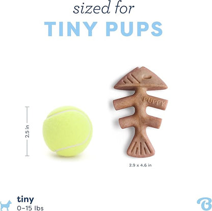 Benebone Puppy Fishbone Dog Chew Toys, Softer for Modest Chewers, Made in USA