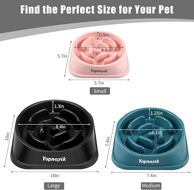 Slow Feeder Dog Bowls for Healthy Eating, Non-Slip and Anti-Choking Design, Reduces Bloating & Overeating for Medium Dogs and Cats, Easy to Clean