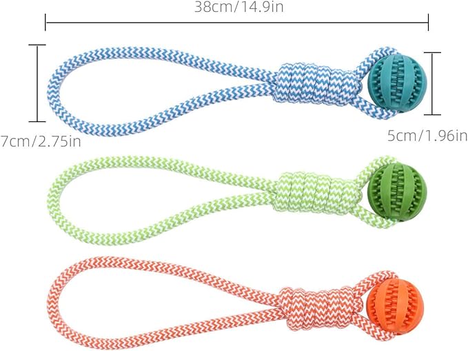 Dog Toy Interactive Chewing Rope Ball Toys Natural Cotton Washable Durable Tug of War for Small Medium Dogs Puppies Training Playing Teeth Cleaning (Drop Ball) (Orange)
