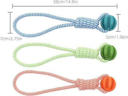 Dog Toy Interactive Chewing Rope Ball Toys Natural Cotton Washable Durable Tug of War for Small Medium Dogs Puppies Training Playing Teeth Cleaning (Drop Ball) (Orange)