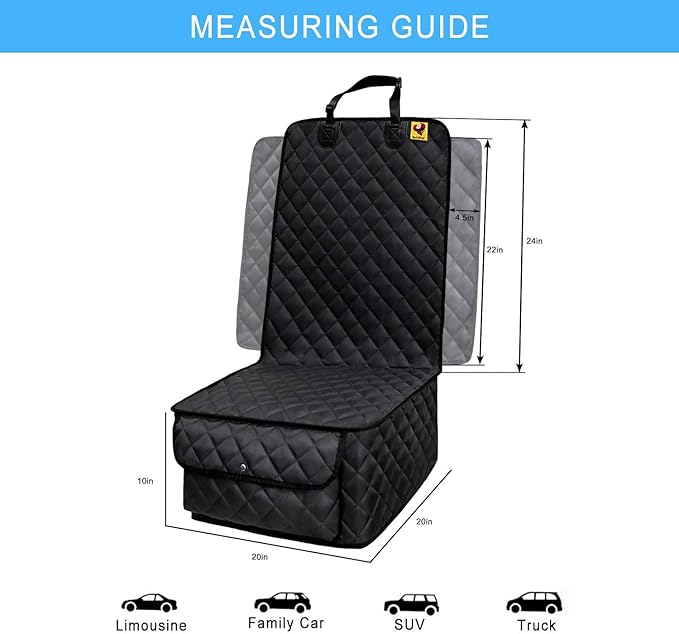 Bark Lover Deluxe Dog Seat Cover for Front Seat-More Durable Waterproof Front Seat Protector, High Heat Resistant and Nonslip Front Seat Cover for Dogs Kids, Universal Size (Black)