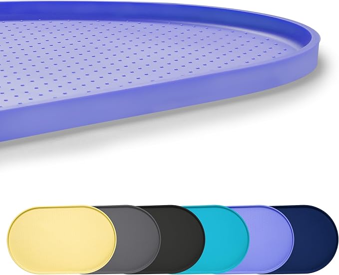 100% Waterproof 0.5" Raised Edge BPA Free Silicone Dog Food Mat, Pet Cat Feeding Mats Contain Spills Protects Floors, Placemats for Cats and Dogs Water Bowl Dishwasher. (Large/XL, Purple)