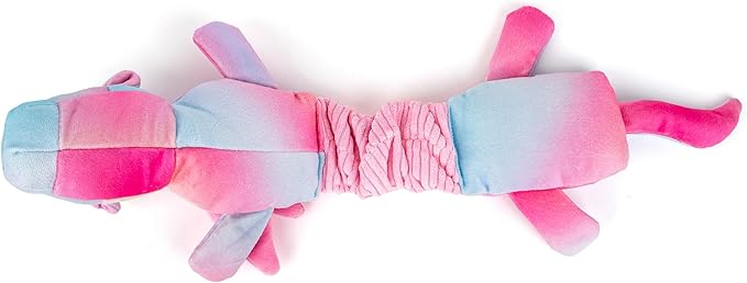 3-in-1 Squeaky Dog Toy for Chewer (Squeaker, Crinkle Paper & Elastic Band), Durable Interactive Puppy Plush Stuffed Chew Toy for Boredom, Tug of-War, for Small Medium Large Breed (Unicorn)