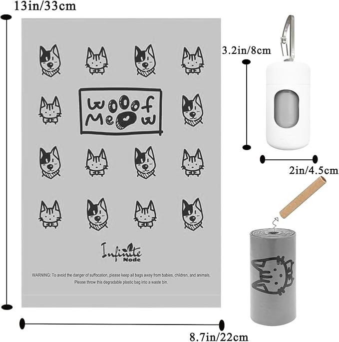 Dog Poop Bag Dispenser for Leash with Snap Clip, Skin-friendly Texture Waste Bag Holder for Dog Walks and Cats, Pets Litter Bag Container, Indoor & Outdoor Use (White, 1)