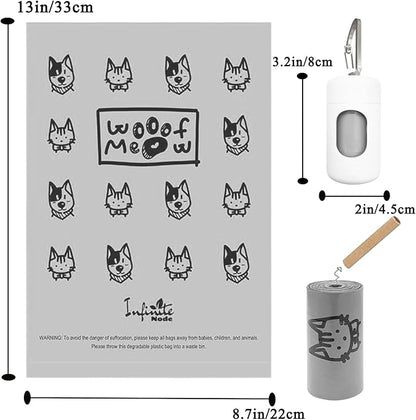 Dog Poop Bag Dispenser for Leash with Snap Clip, Skin-friendly Texture Waste Bag Holder for Dog Walks and Cats, Pets Litter Bag Container, Indoor & Outdoor Use (White, 1)