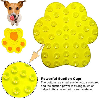 Dog Licking Mat for Anxiety Peanut Butter Slow Feeder Bowls Licking Pad with Strong Suction to Wall for Pet Bathing,Grooming,and Training (Yellow)
