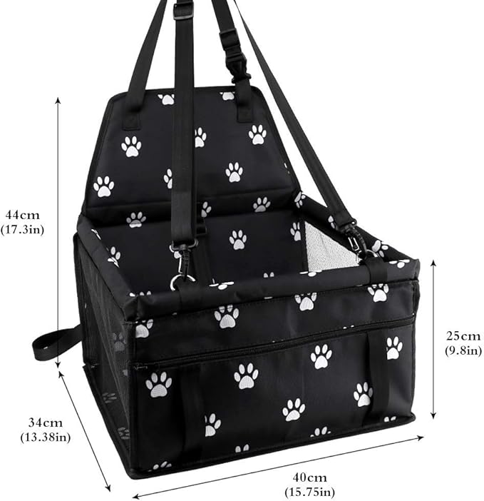 Petbobi Pet Reinforce Car Booster Seat for Dog Cat Portable and Breathable Bag with Seat Belt Dog Carrier Safety Stable for Travel Look Out,with Clip on Leash with PVC Tube (Foot)