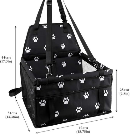 Petbobi Pet Reinforce Car Booster Seat for Dog Cat Portable and Breathable Bag with Seat Belt Dog Carrier Safety Stable for Travel Look Out,with Clip on Leash with PVC Tube (Foot)