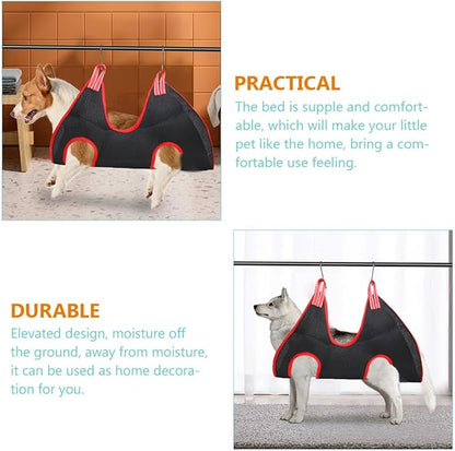ABOOFAN Elevated Cat Hammock Bed Hanging Pet Sleeping Bed Breathable Mesh Black-red M for Cats and Dogs Grooming and Relaxation