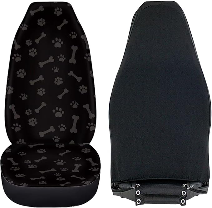 Dreaweet Dog Paw Print Car Seat Covers Front Seats Only Washable & Universal 2 Piece Bucket Seat Covers for SUV Sedan Cute Car Accessories for Women Dog Lover