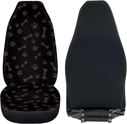 Dreaweet Dog Paw Print Car Seat Covers Front Seats Only Washable & Universal 2 Piece Bucket Seat Covers for SUV Sedan Cute Car Accessories for Women Dog Lover