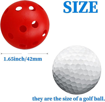 12Pcs Cat Ball Toy, Low Noise No Bells Holey Plastic Cat Balls, Funny Interactive Cats Toys for Indoor Cats, Firm Toy Balls for Kitten Puppy Ferret Bird (1.65", Red)