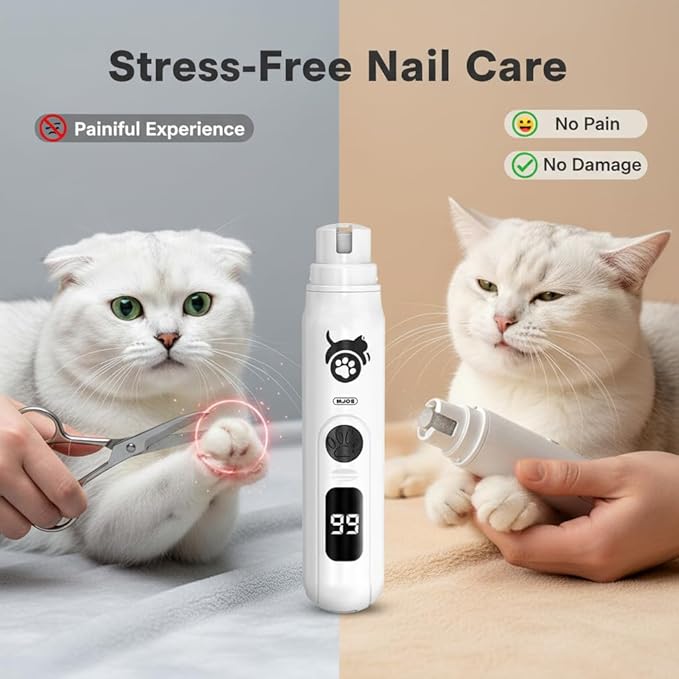 Dog Nail Grinder Quiet, Dog Nail Clipper with 3 Speeds & LCD Screen, Low Noise Safe Pet Nail Trimmers for Small Medium Large Dogs & Cats by Professional Grooming Tools.