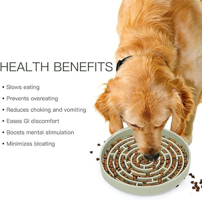 Slow Feeder Dog Food Bowl,Puzzle Silicone Feeding Bowls with Suction Cups, Anti-Choking Pet Slow Feeding,Non Slip Maze Puzzle Dog Feeder Bowl Prevent Bloating, Easy to Clean