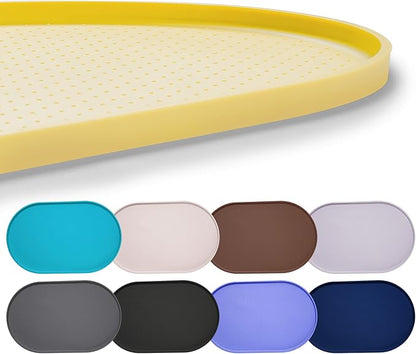 Hubulk 100% Waterproof Silicone Pet Feeding Mat with Raised Edge for Food and Water, Dog Bowl Mats, Cat Bowls Placemat with High Lip Protects Floor for Cats and Dogs (Yellow, 32" L x 24" W)